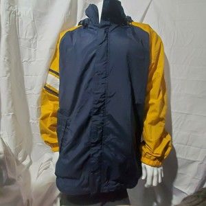 Chaps Ralph Lauren Men's Hooded Rain Jacket Windbreaker Navy Yellow Size L
